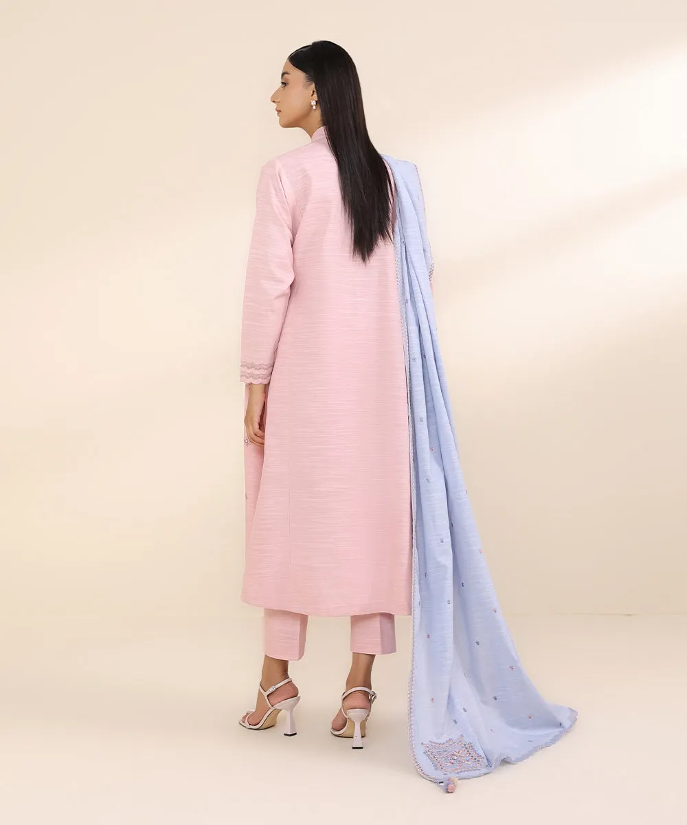 3 Piece - Embroidered Light Khaddar Suit