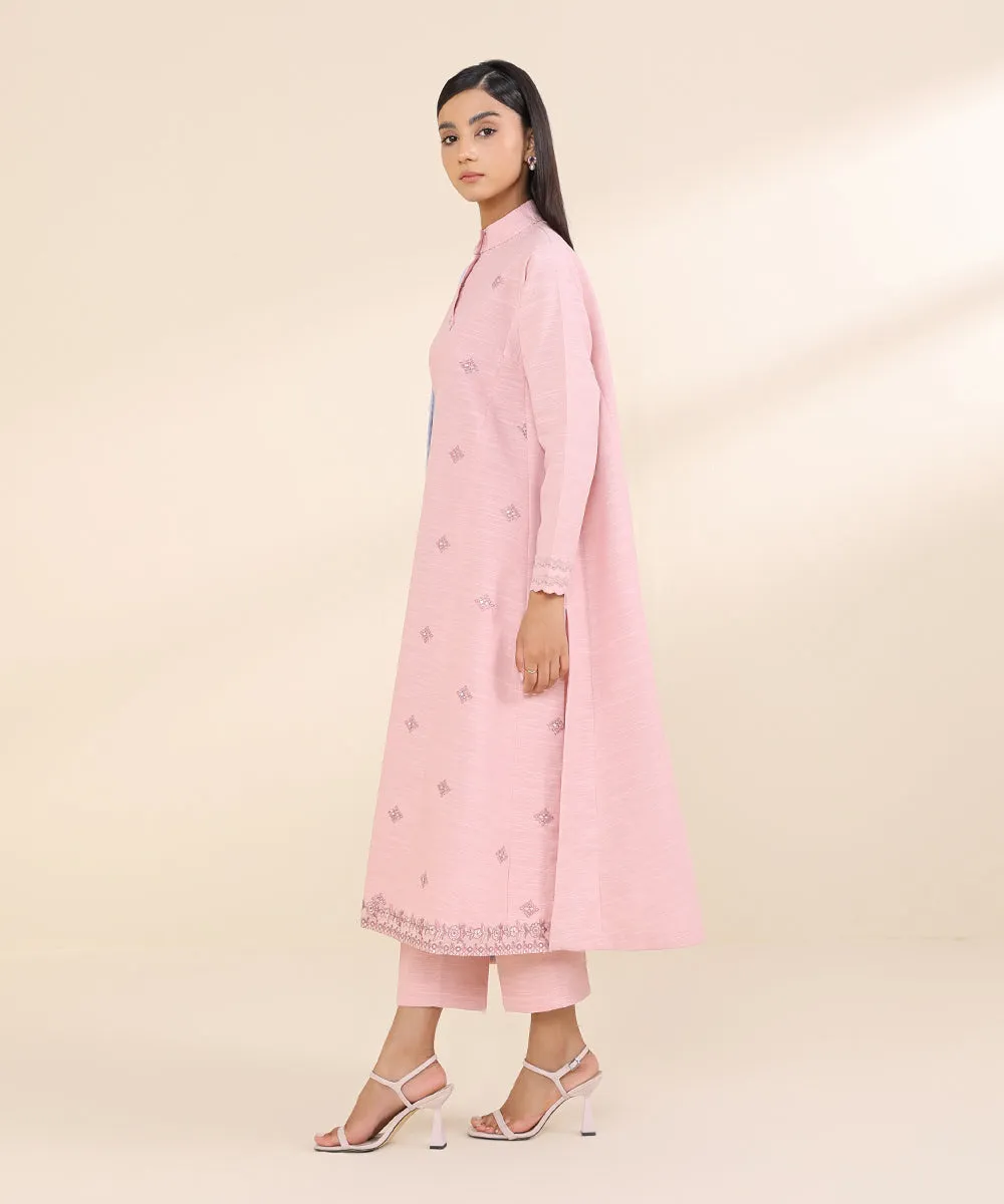 3 Piece - Embroidered Light Khaddar Suit