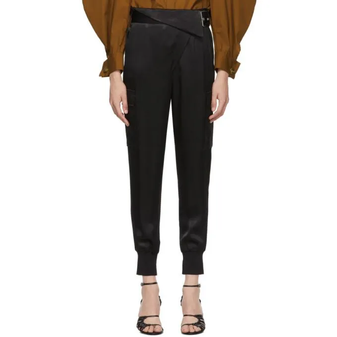 3.1 Phillip Lim Black Satin Cargo Trousers