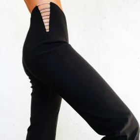 90s Rhinestone Cutout Pants