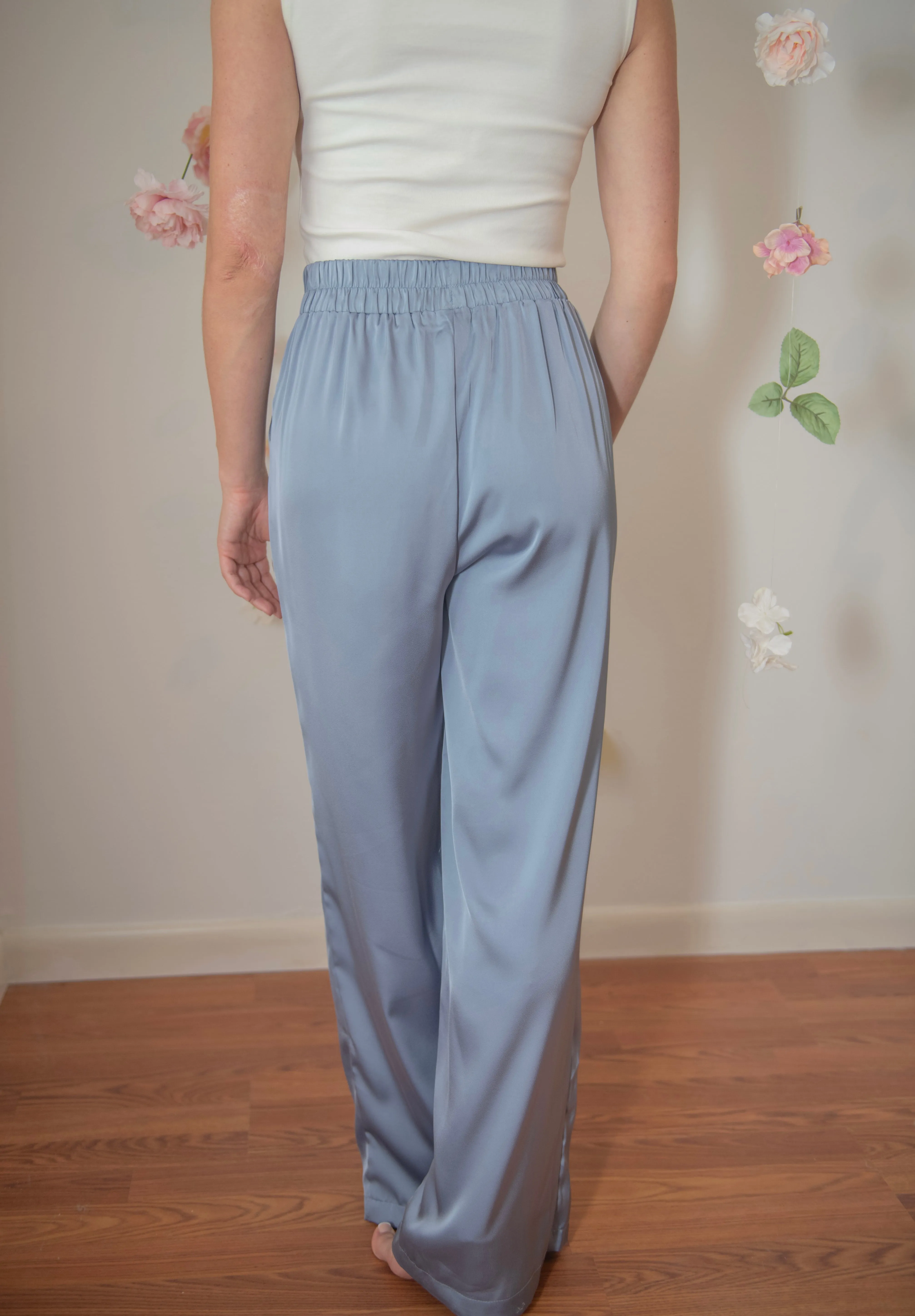 Alicia Satin Pants (Blue)