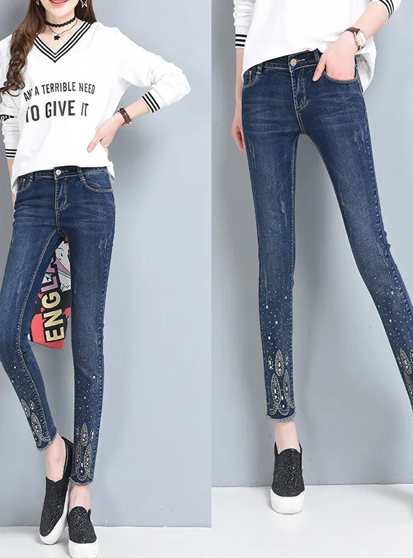 Ankle Length Jeans Stretch Nine Pencil Pants