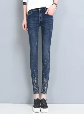 Ankle Length Jeans Stretch Nine Pencil Pants