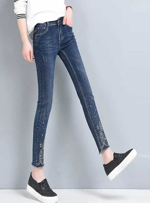 Ankle Length Jeans Stretch Nine Pencil Pants