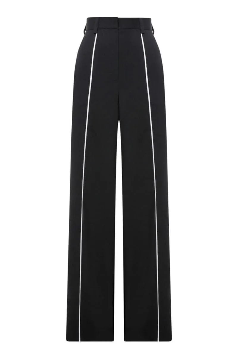BLACK PANTS WITH WHITE PIPING