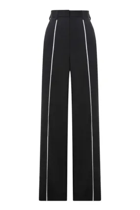 BLACK PANTS WITH WHITE PIPING