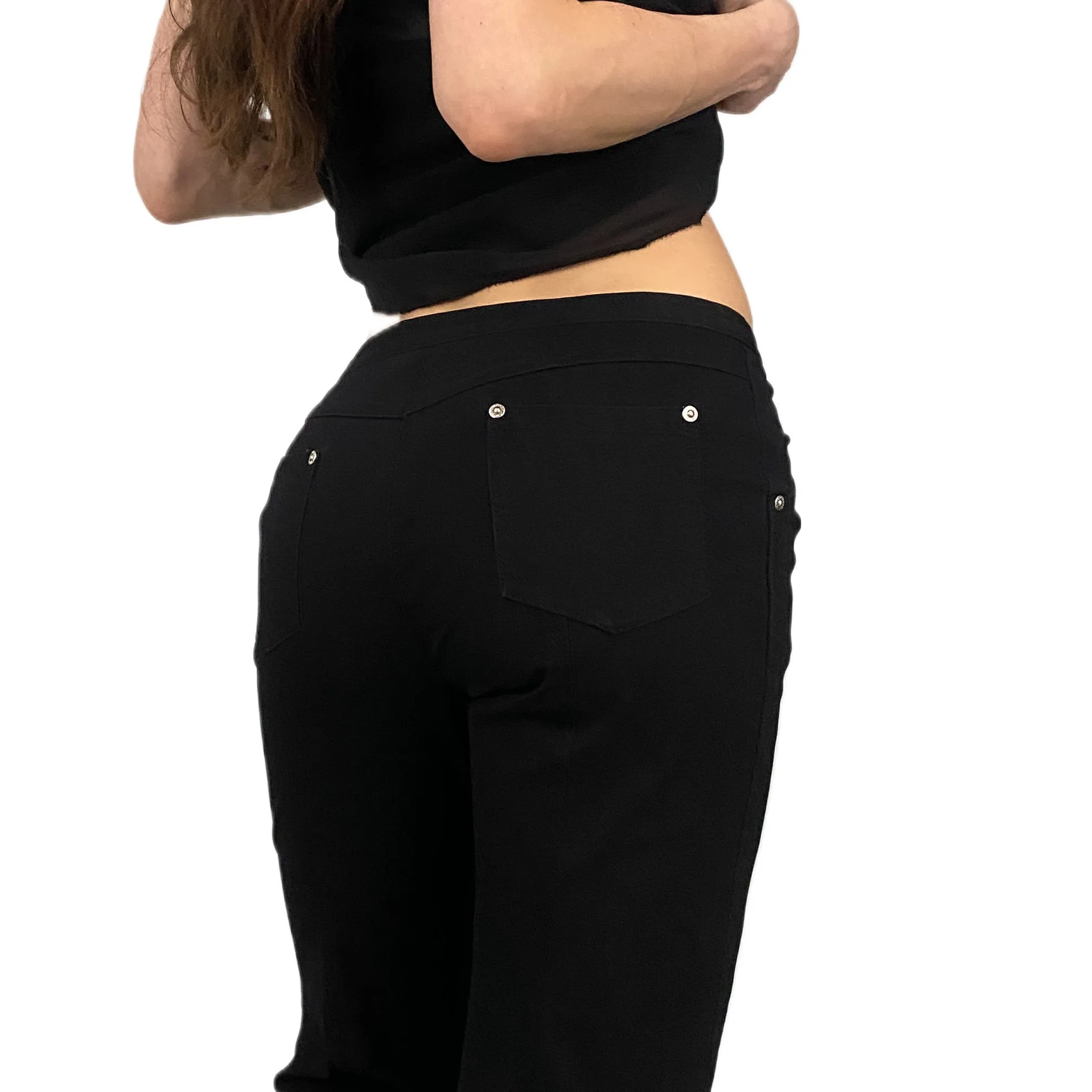 Black Snap Flare Pants (S)