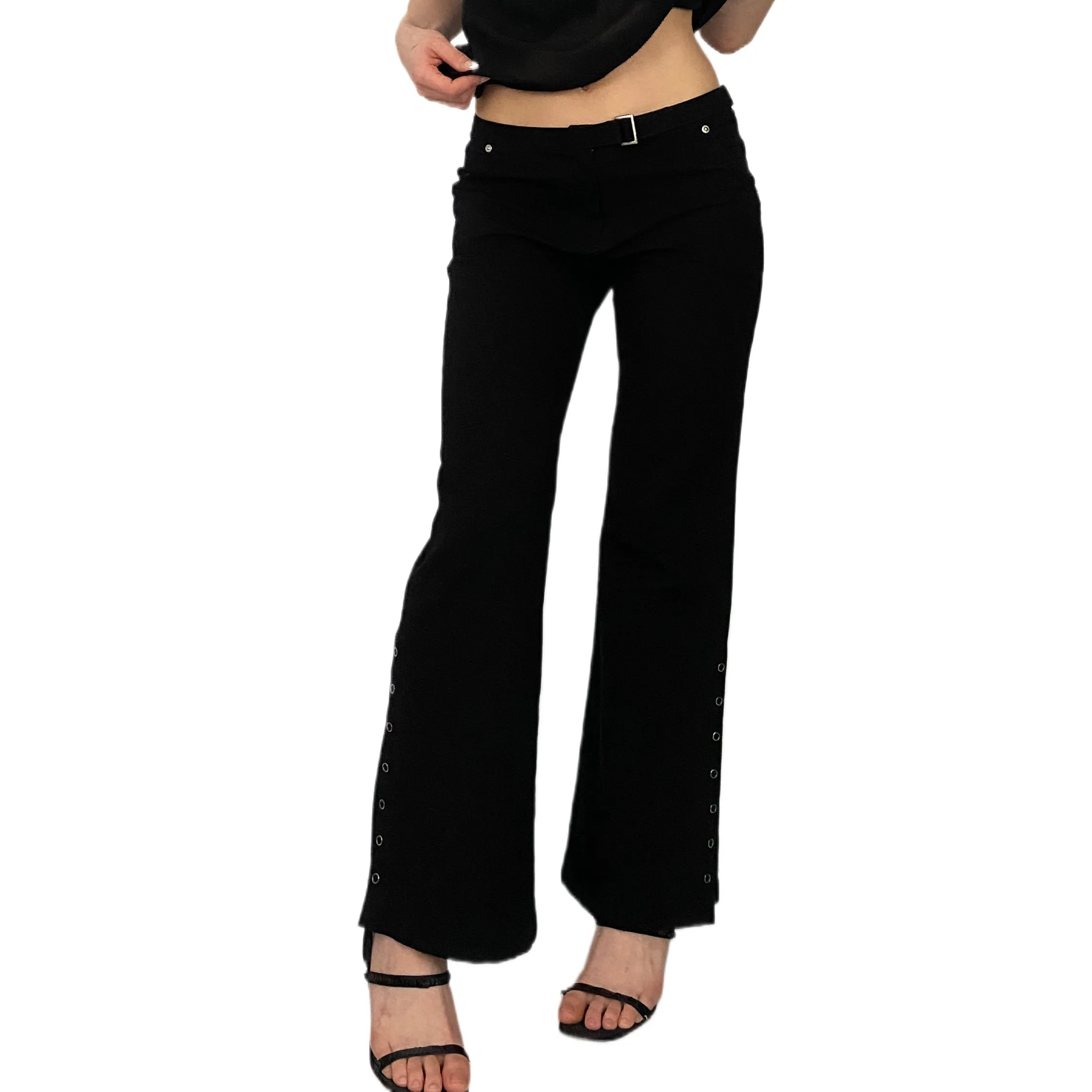 Black Snap Flare Pants (S)