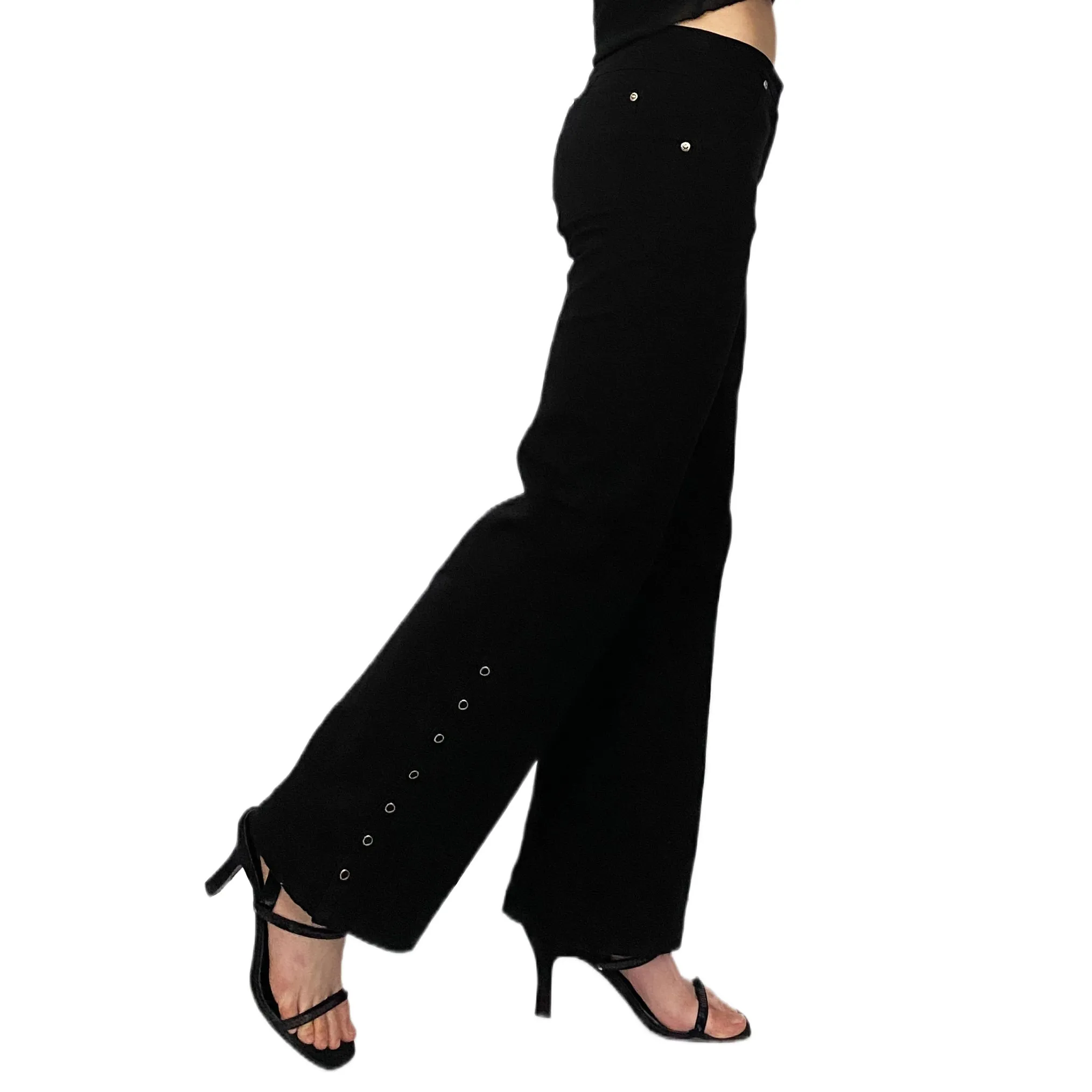 Black Snap Flare Pants (S)