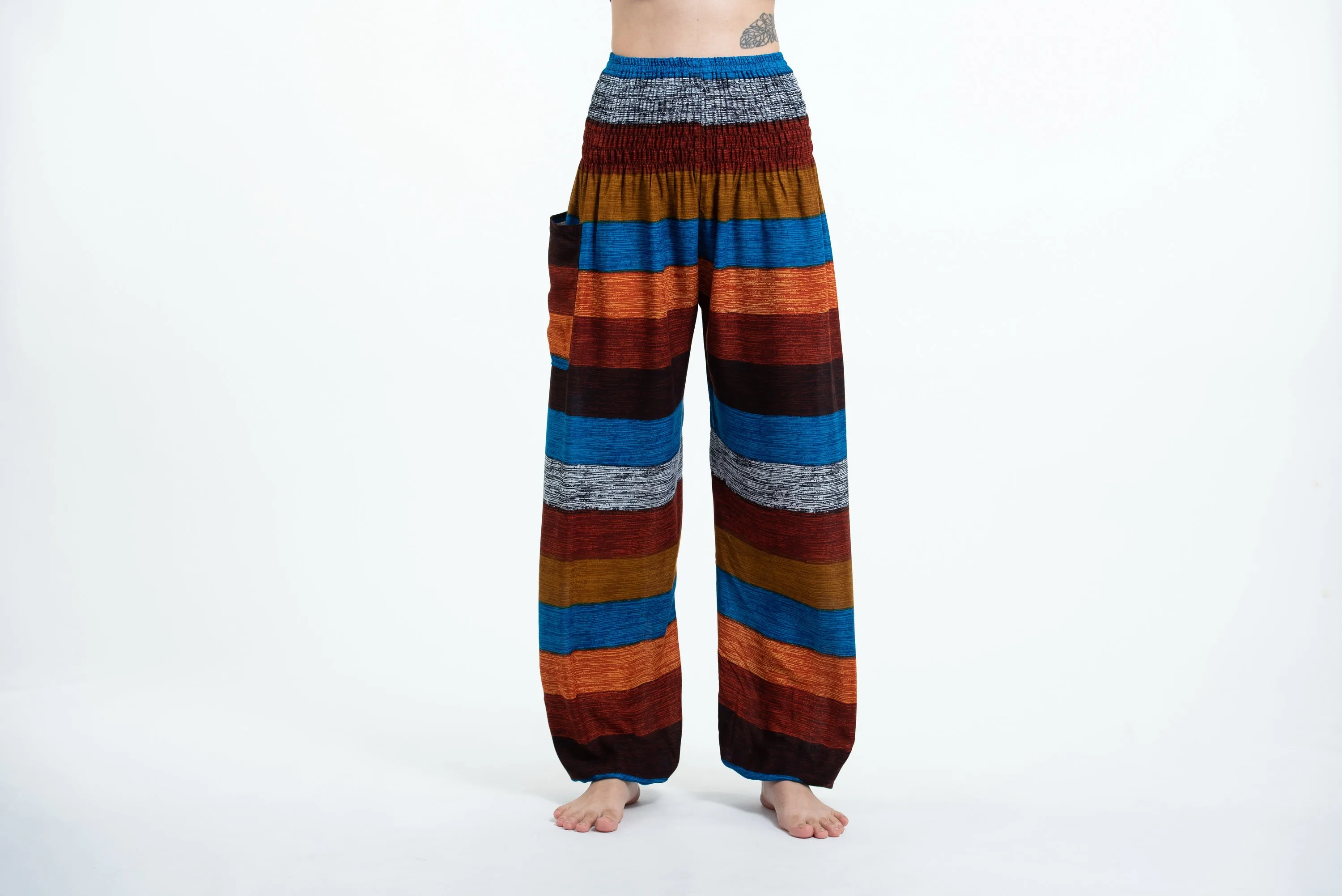 Boho Rust Striped Unisex Harem Pants