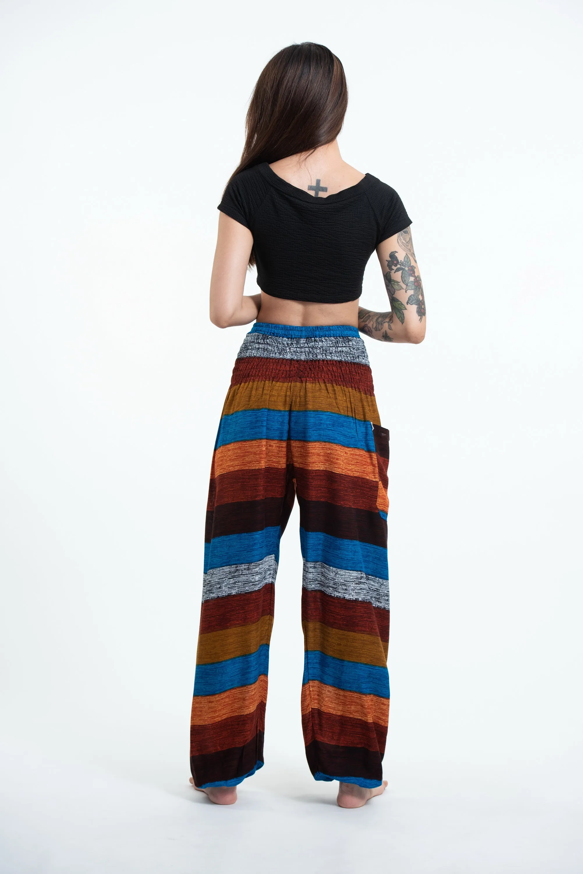 Boho Rust Striped Unisex Harem Pants