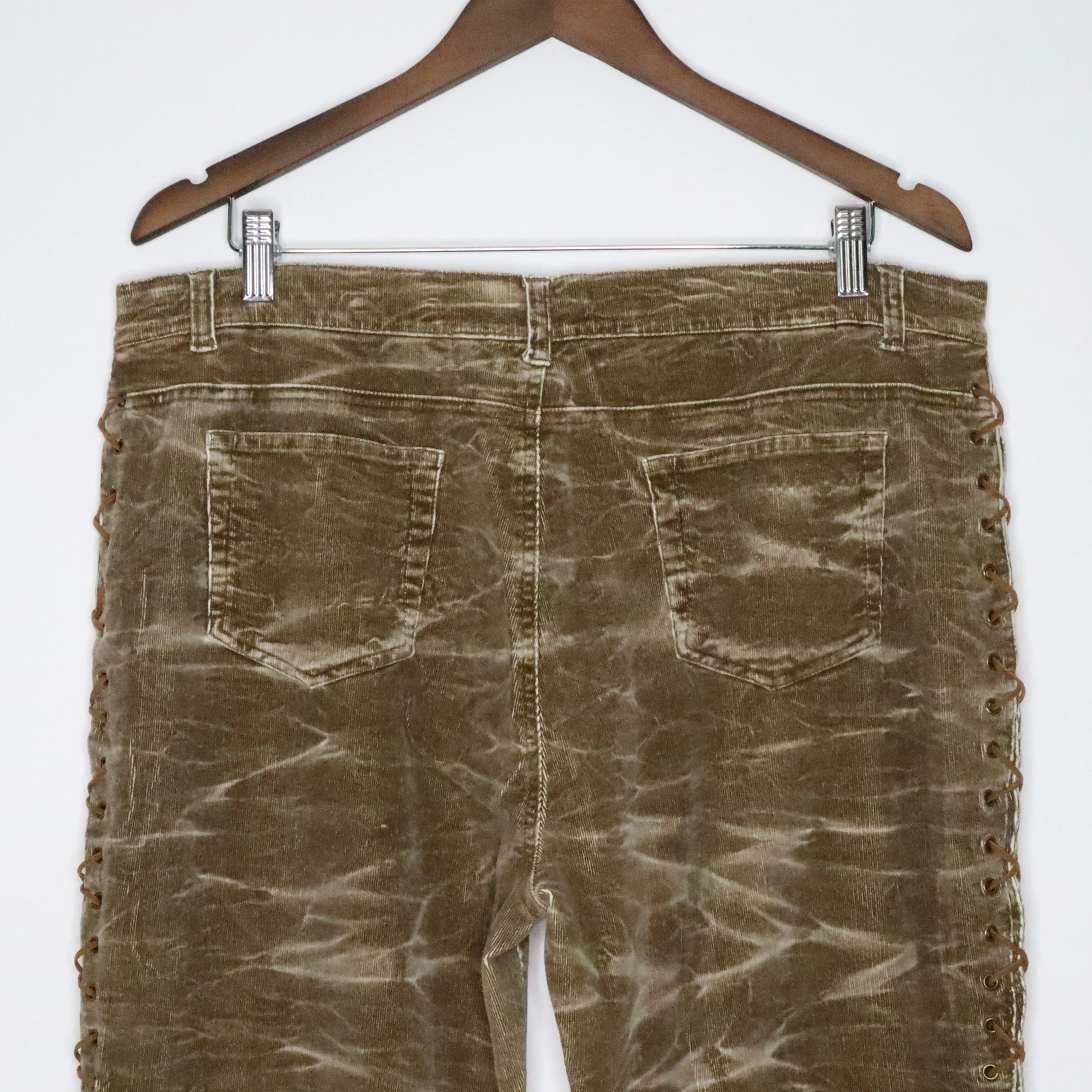 Brown Lace Up Flare Pants (XXL-XXXL)