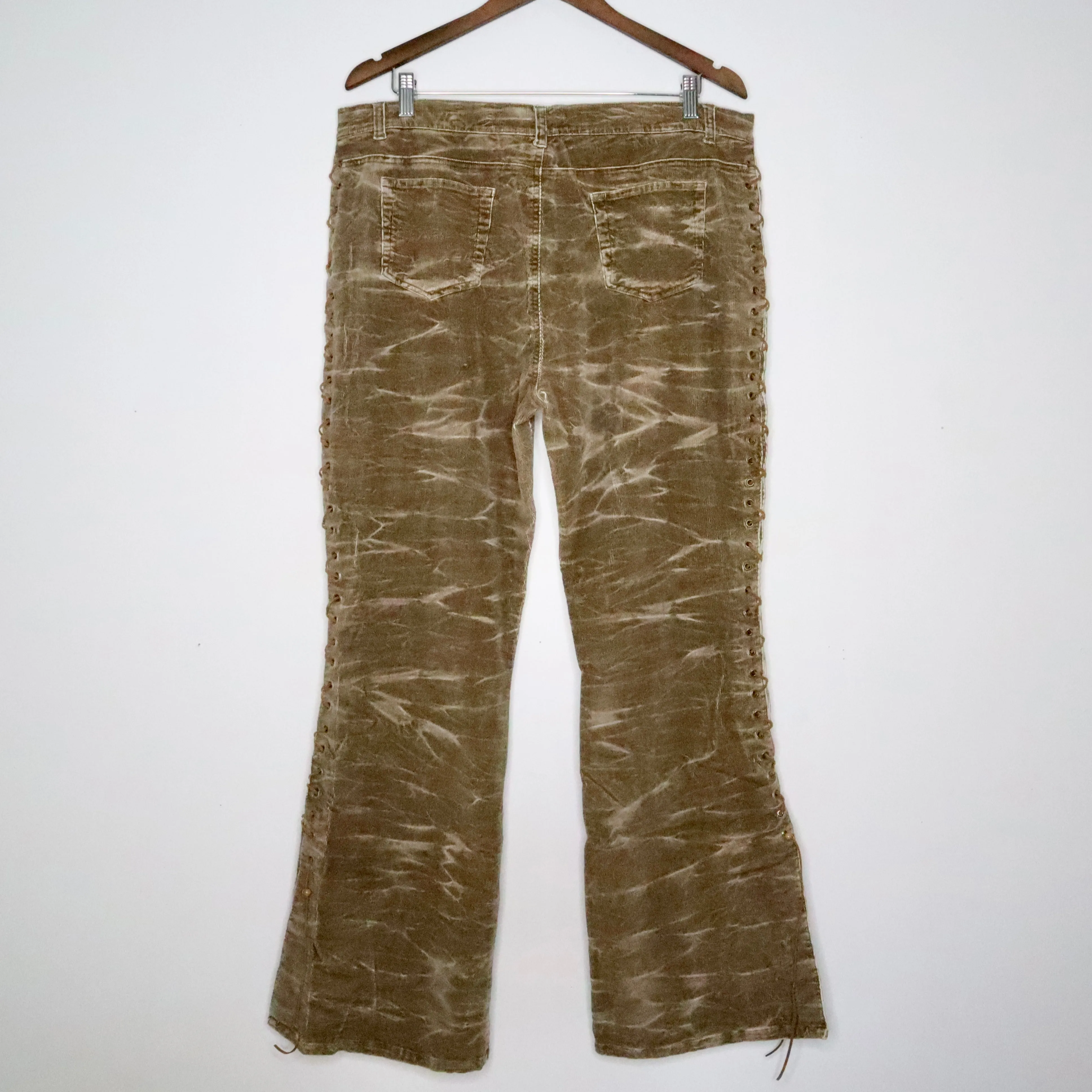 Brown Lace Up Flare Pants (XXL-XXXL)