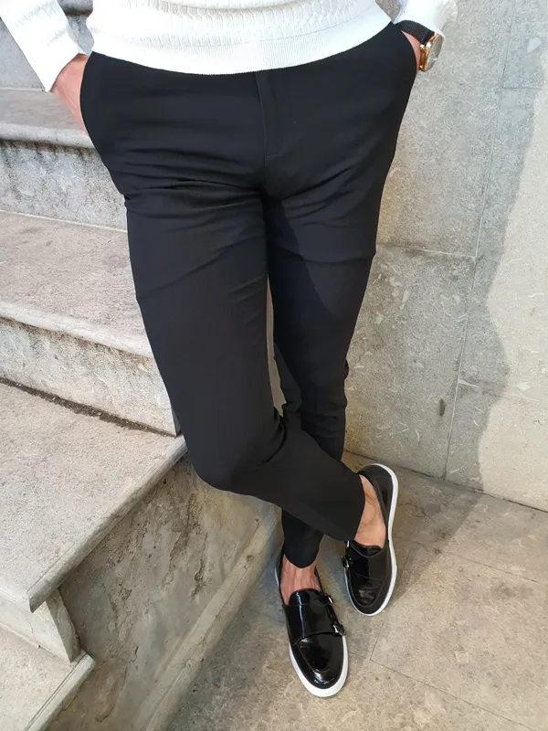 Buy Black Slim Fit Pants by GentWith with Free Shipping