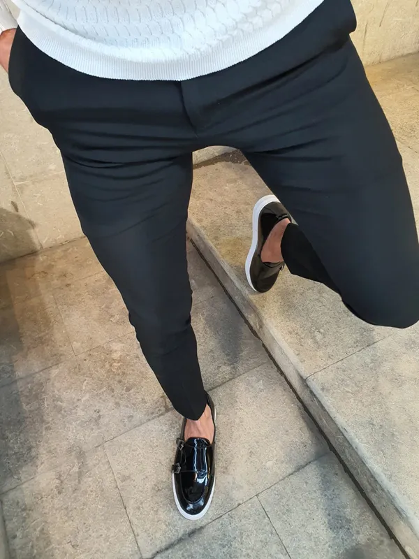 Buy Black Slim Fit Pants by GentWith with Free Shipping