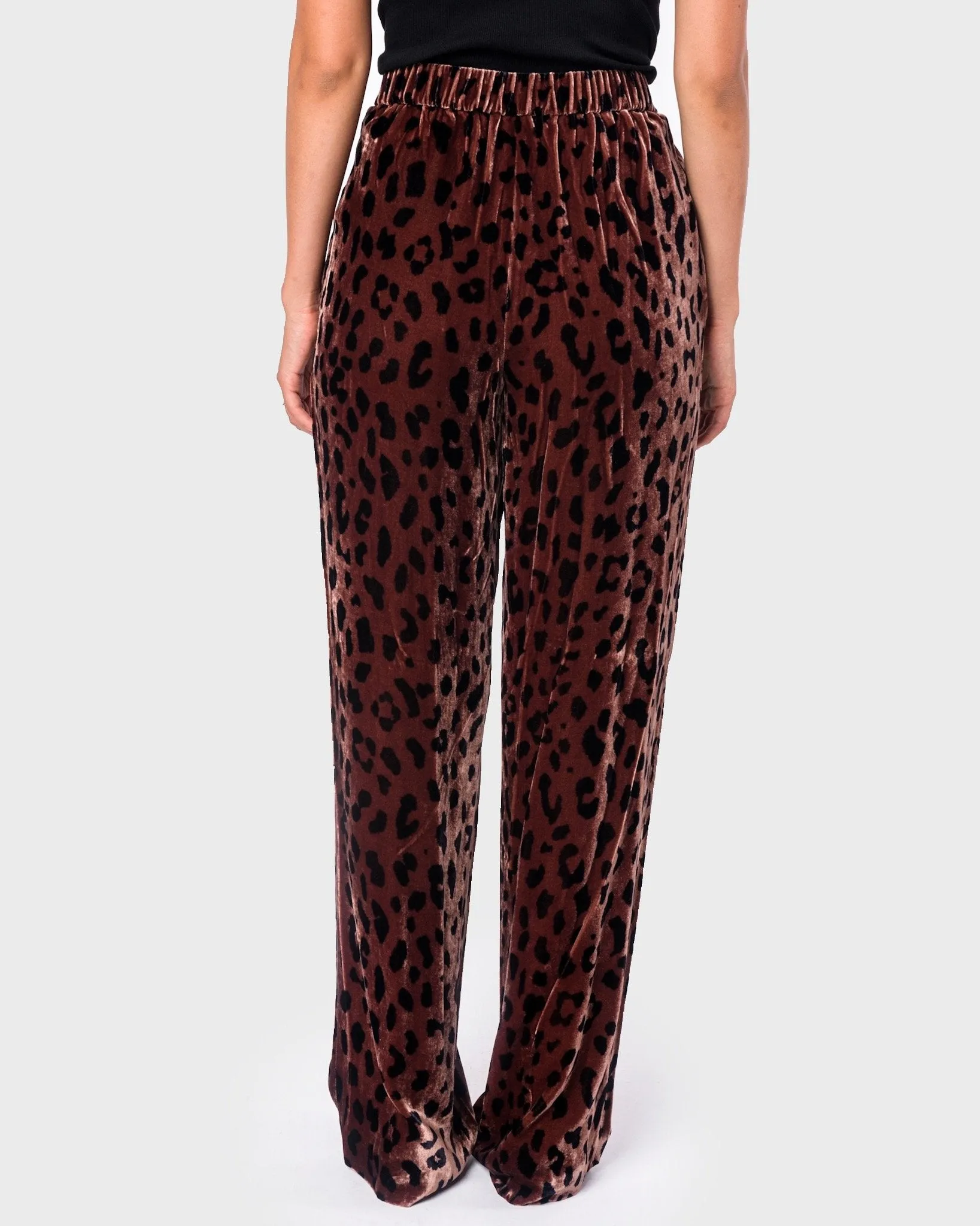 Cheetah Velvet Pant in Rosewood/Navy