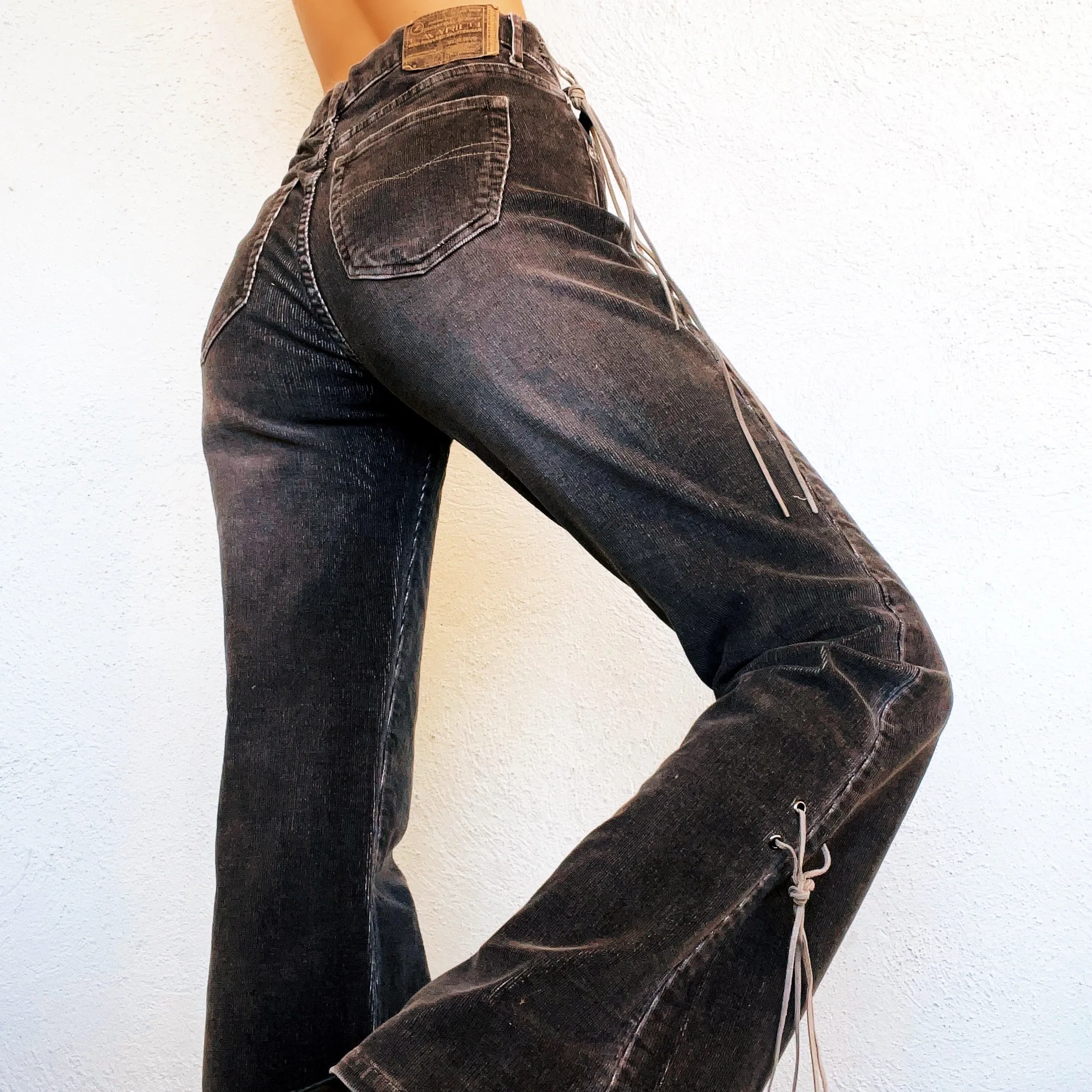 Corduroy Lace Up Flares
