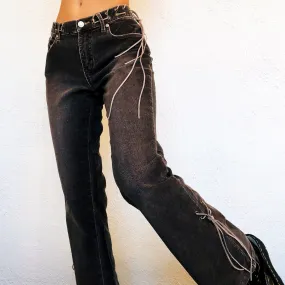 Corduroy Lace Up Flares