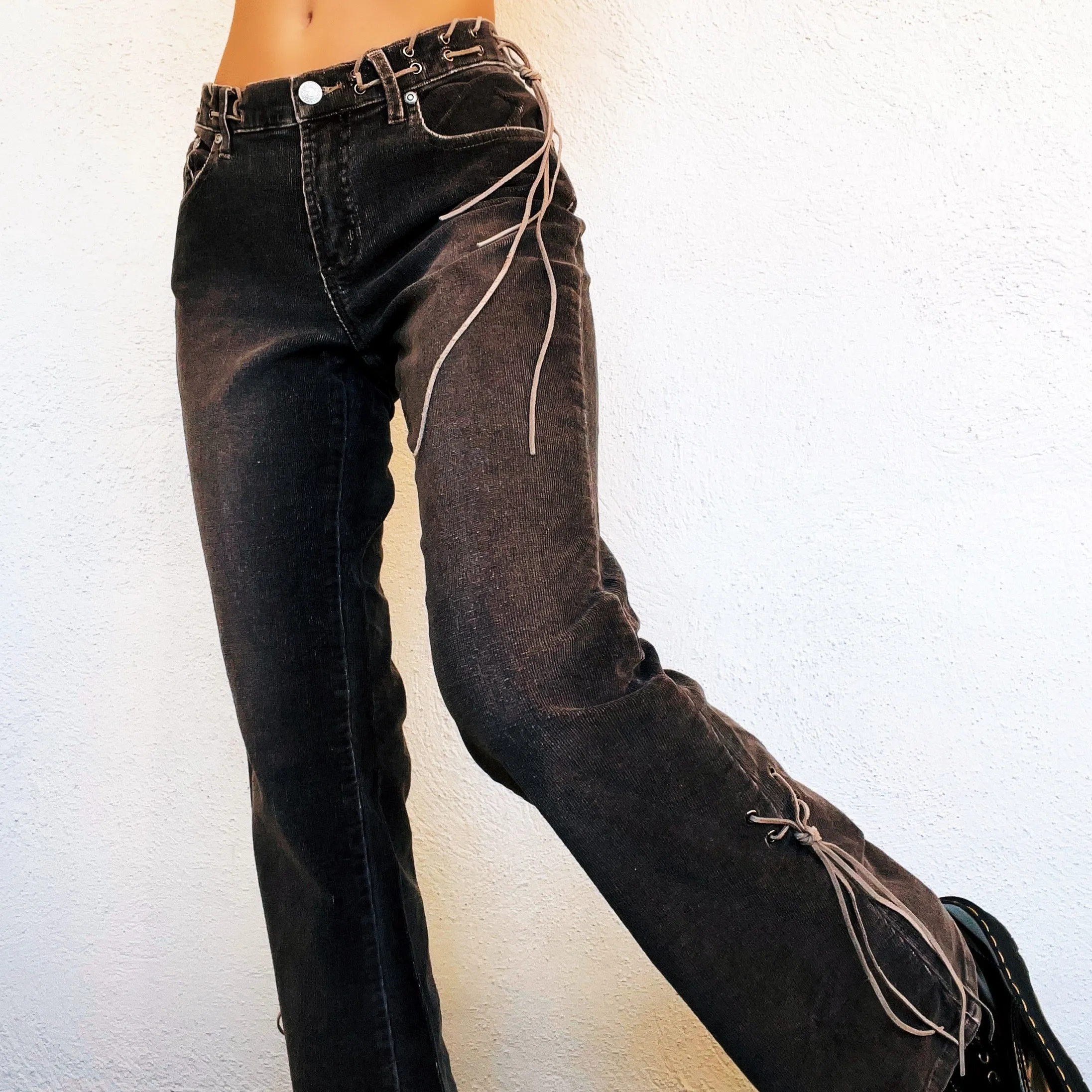 Corduroy Lace Up Flares