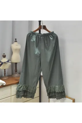 Cottagecore Loose Pants with Lace