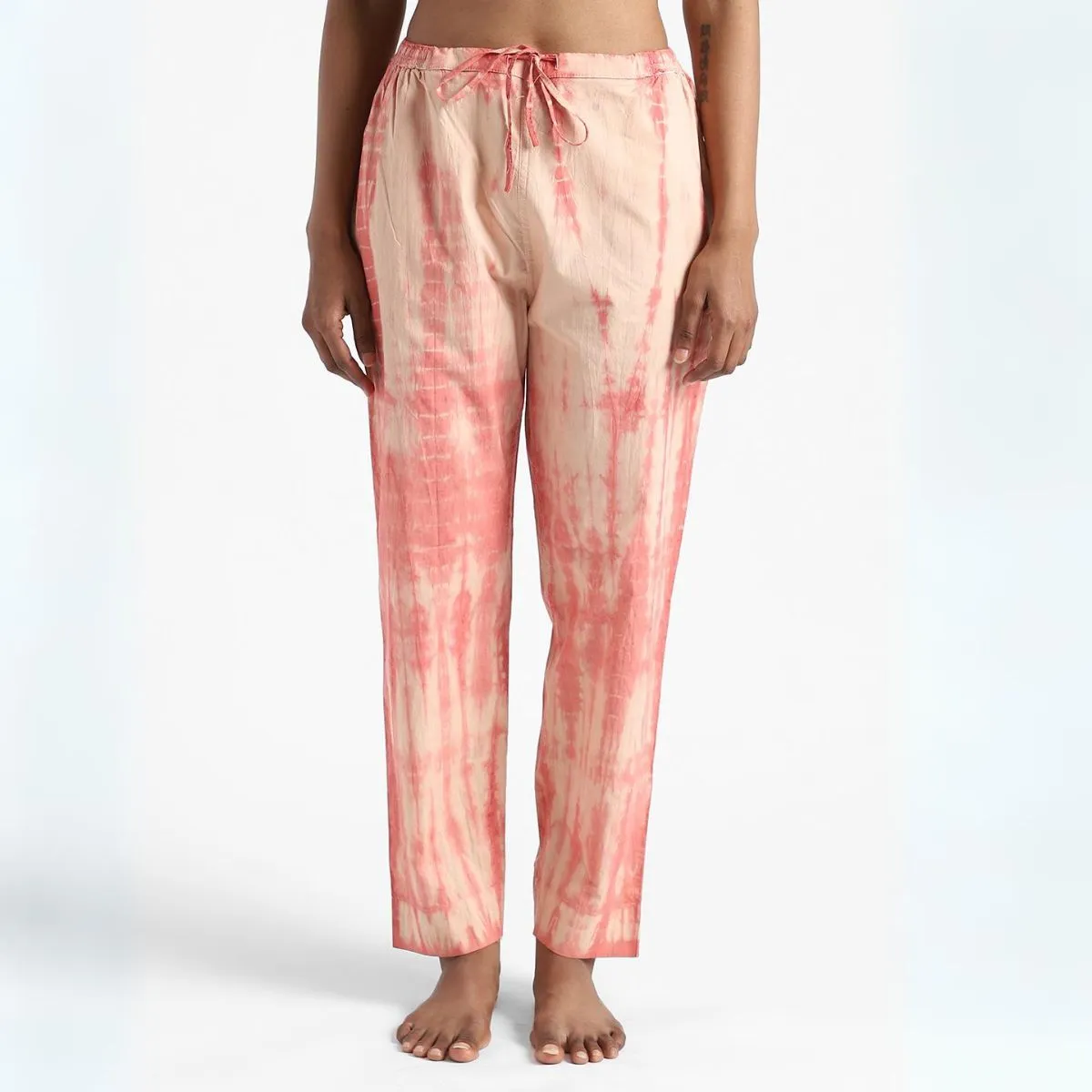 Cotton Tie & Dye Slim Fit Pants | Women's Summer Clothing | Peach