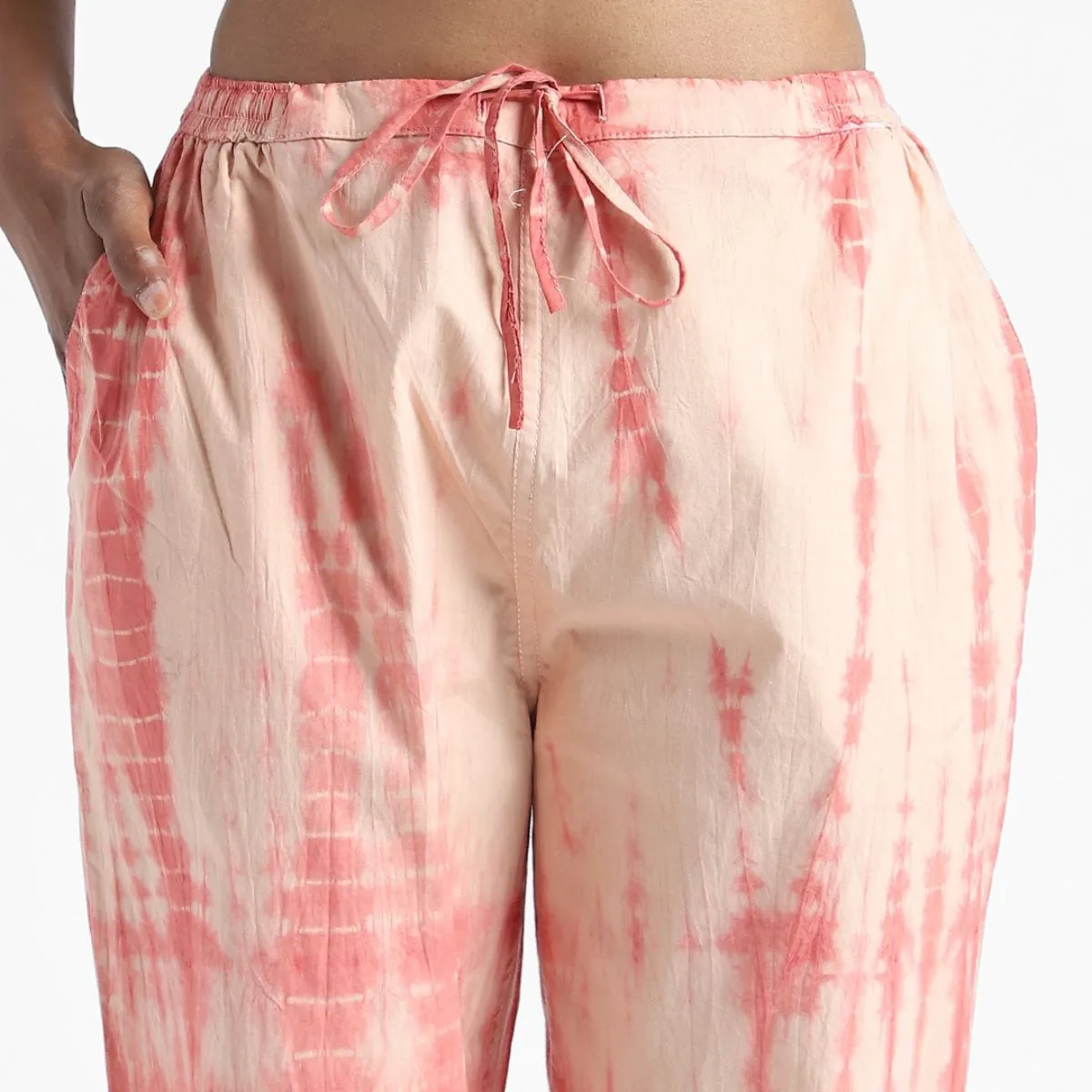Cotton Tie & Dye Slim Fit Pants | Women's Summer Clothing | Peach