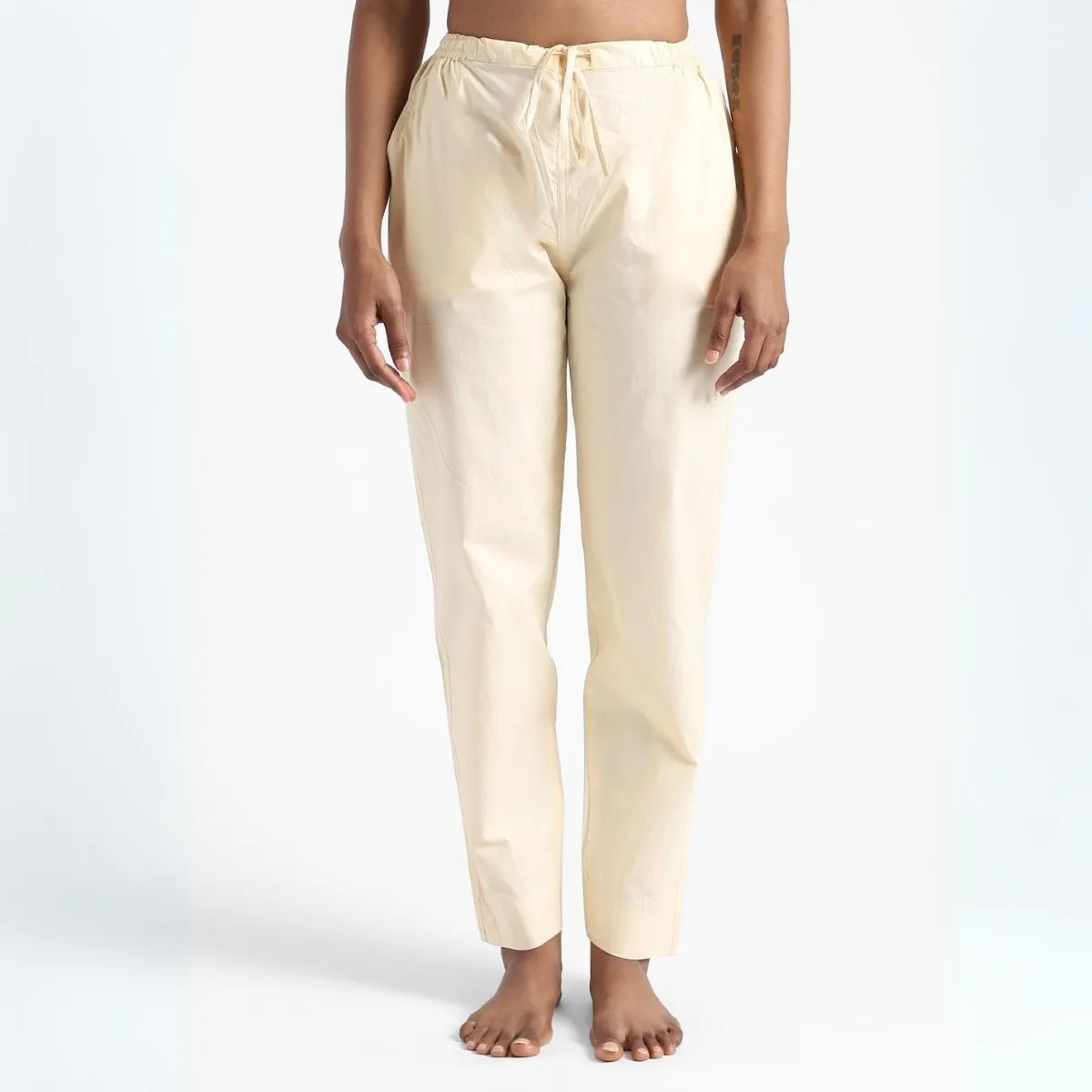 Creamy Corn Slim Fit Pants For Women | Cotton | Everyday Wear