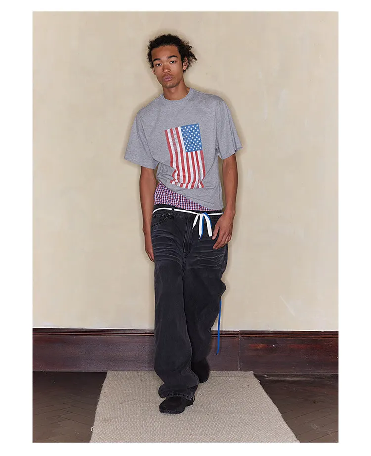 Damaged loose denim pants