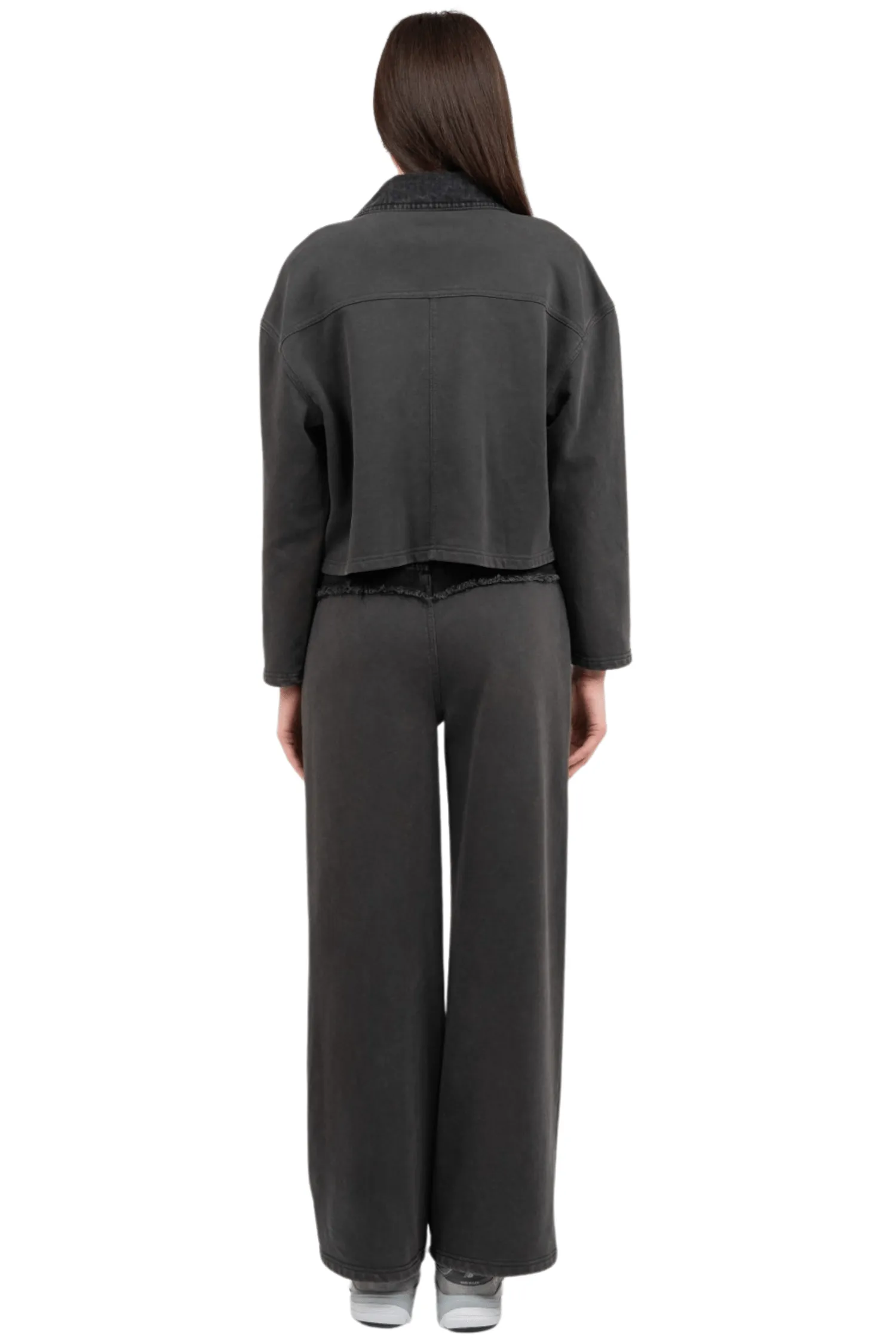 Denim Contrast Wide-Leg Pants
