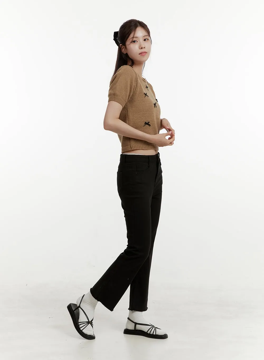 Destroyed Hem Mirage Slim Fit Pants OY409
