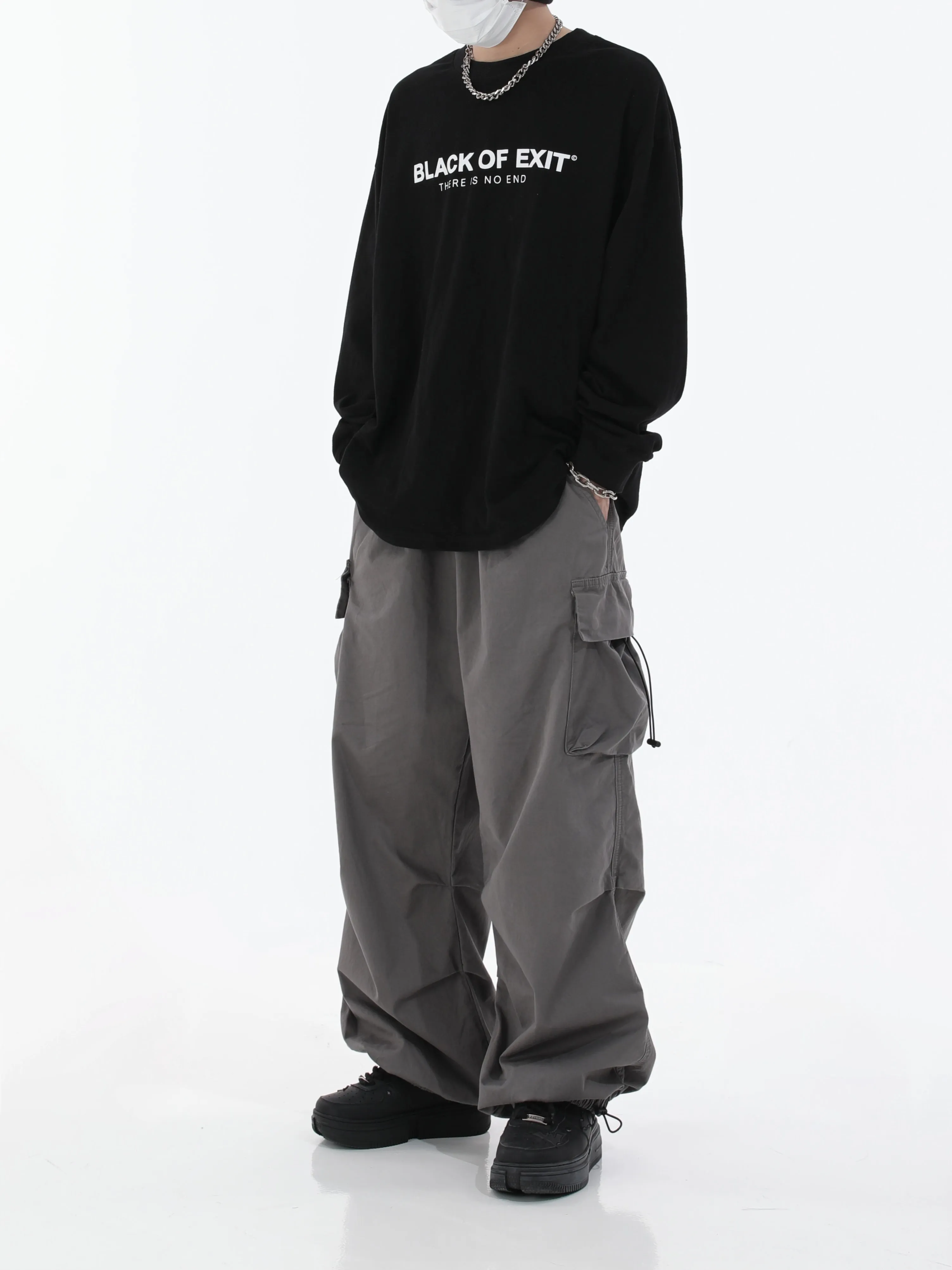 Drawstring Loose Parachute Pants