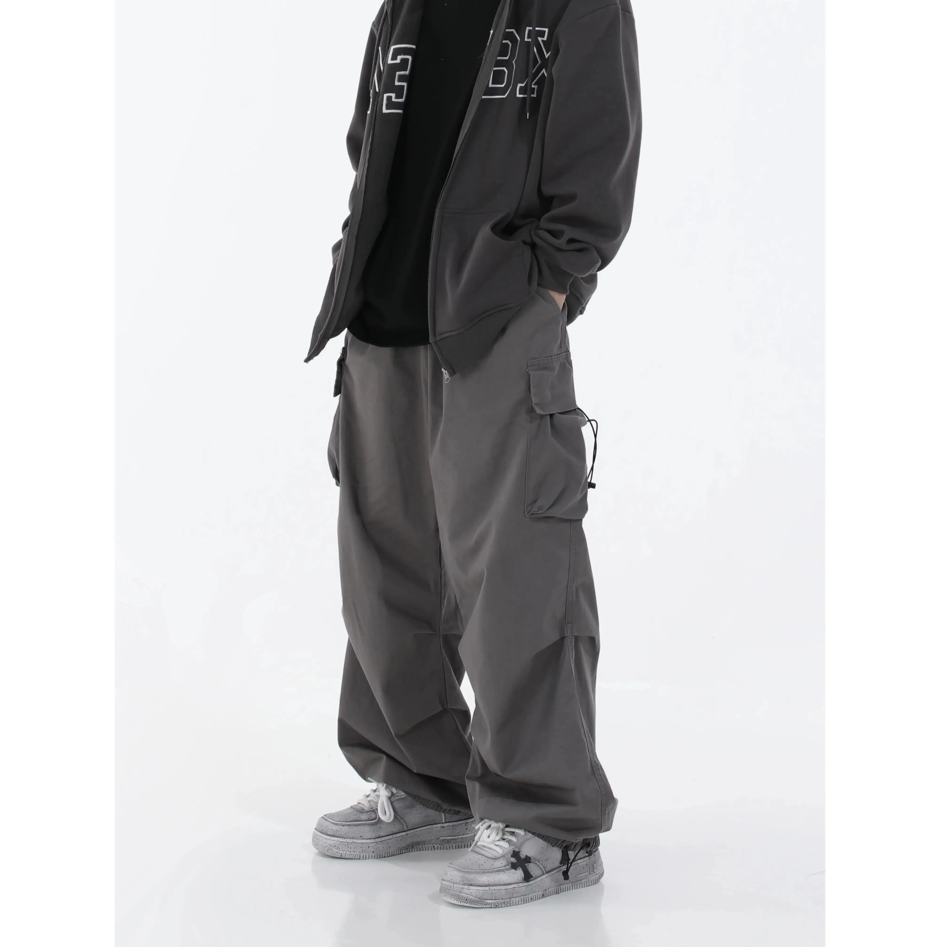 Drawstring Loose Parachute Pants