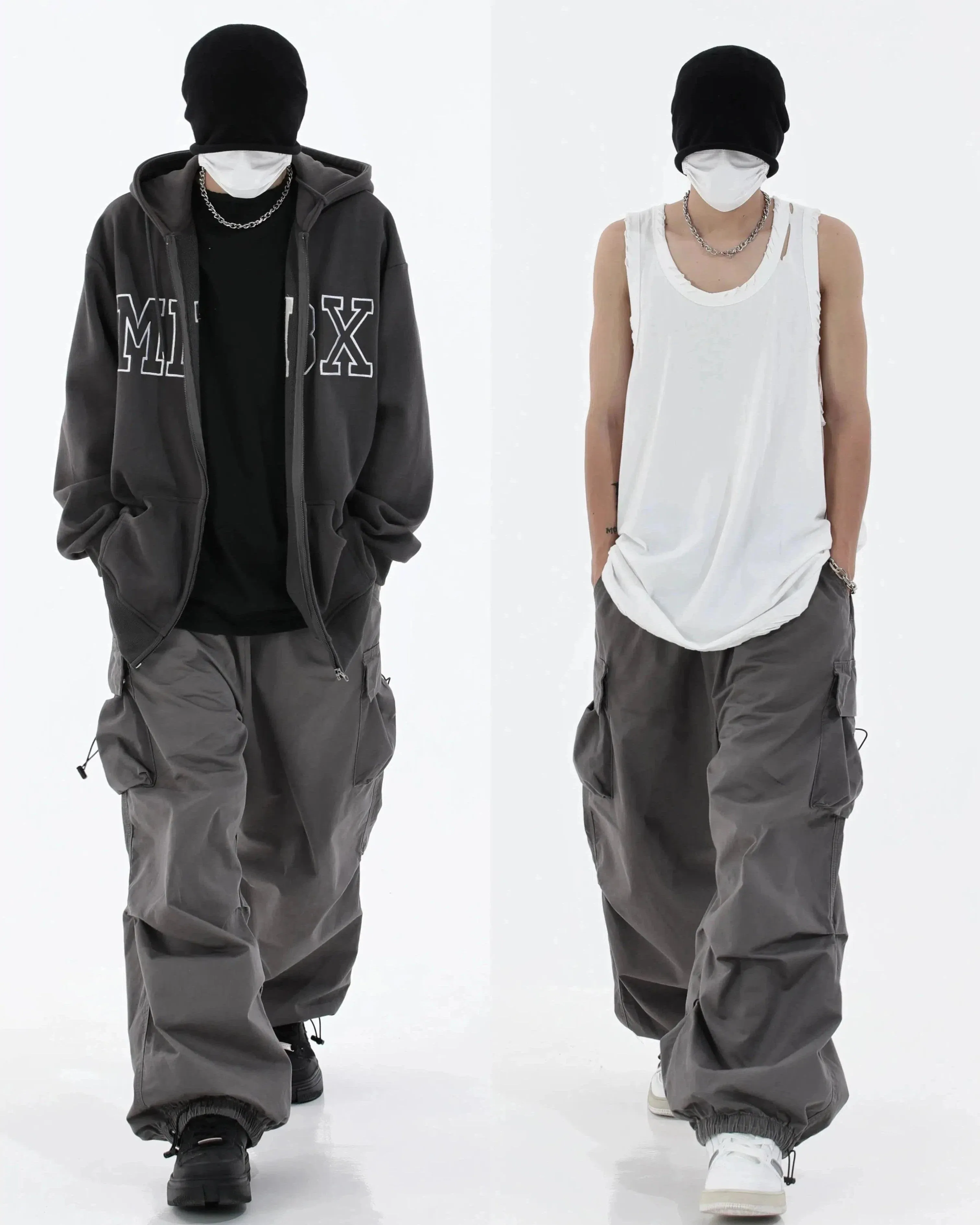 Drawstring Loose Parachute Pants