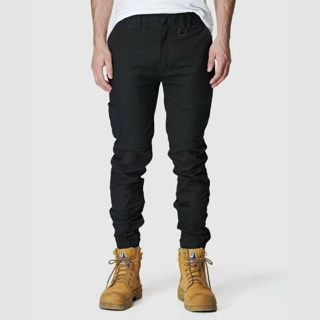 ELWD MENS CUFFED ELASTIC WAIST PANT - BLACK