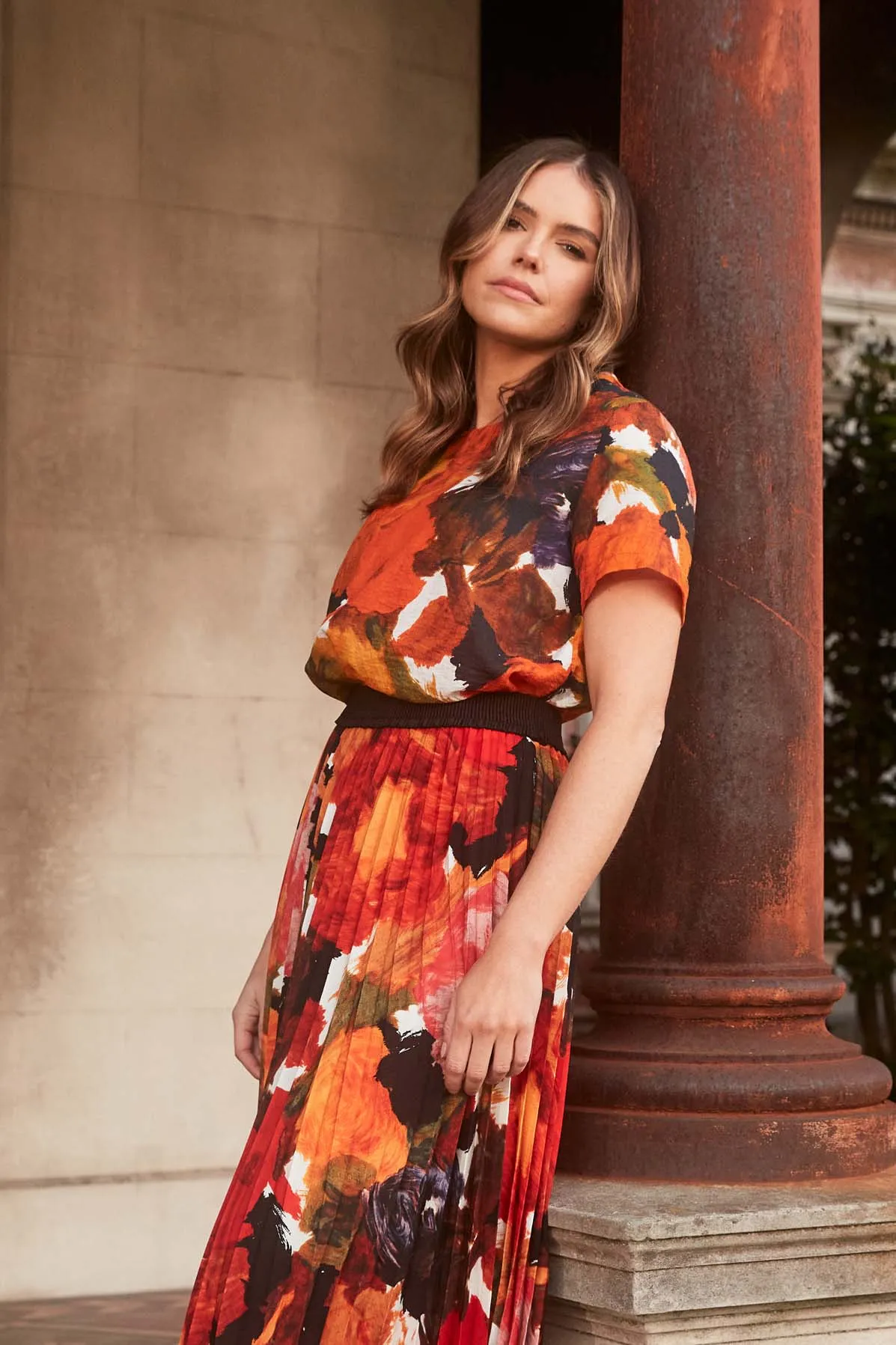 Fiorella Top Orange in Seersucker