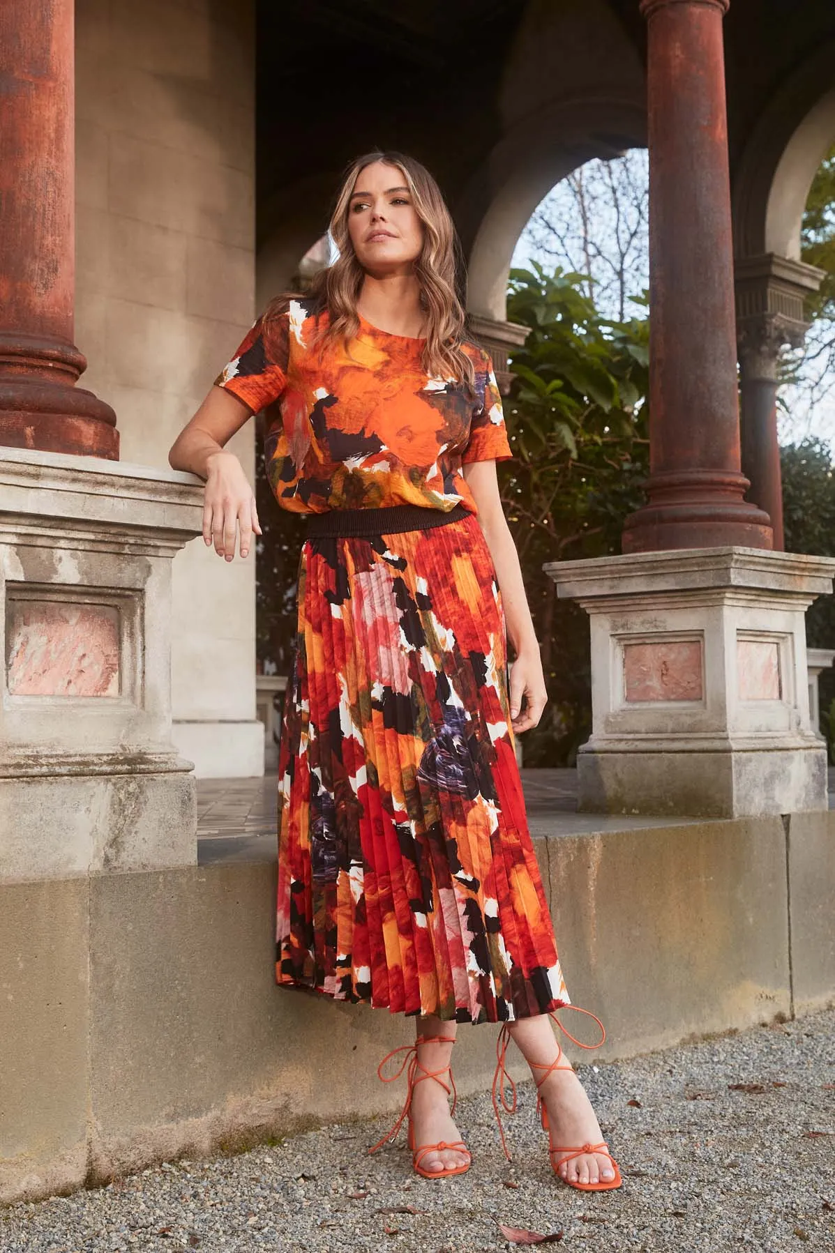 Fiorella Top Orange in Seersucker