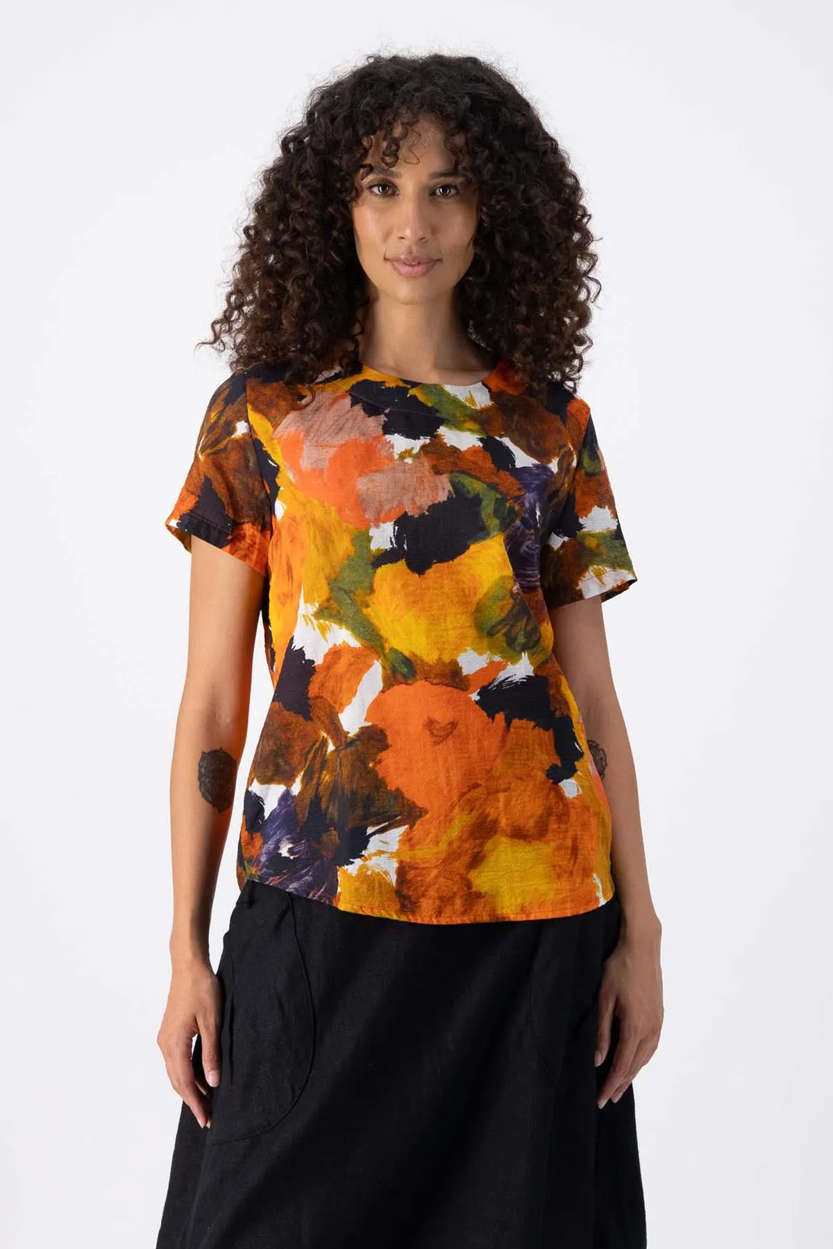 Fiorella Top Orange in Seersucker