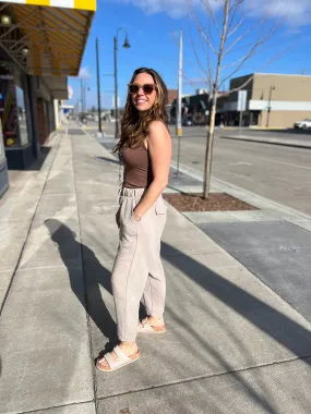 Gauze Drawstring Elastic Waist Pants