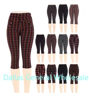 Girls Pull On Plaid Capris Pants Wholesale