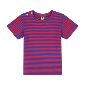 Henry Boys Button Shoulder Tee Red Blue Stripe
