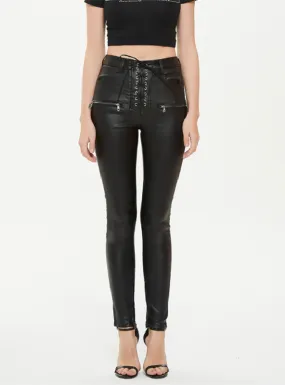 High Waist Slim PU Leather Zipper Pants