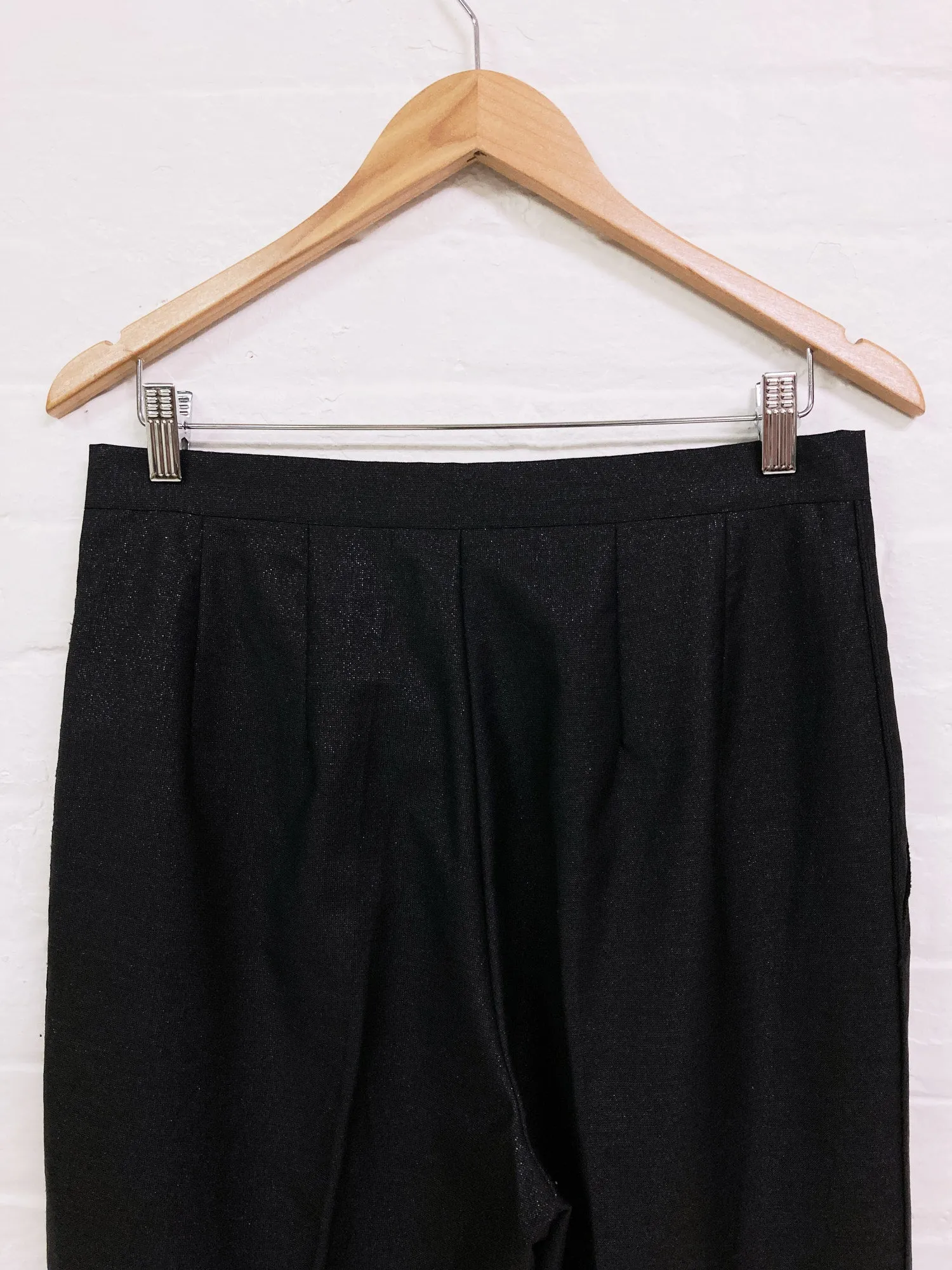 Jean Colonna sparkly black wool pleated center press trousers - M