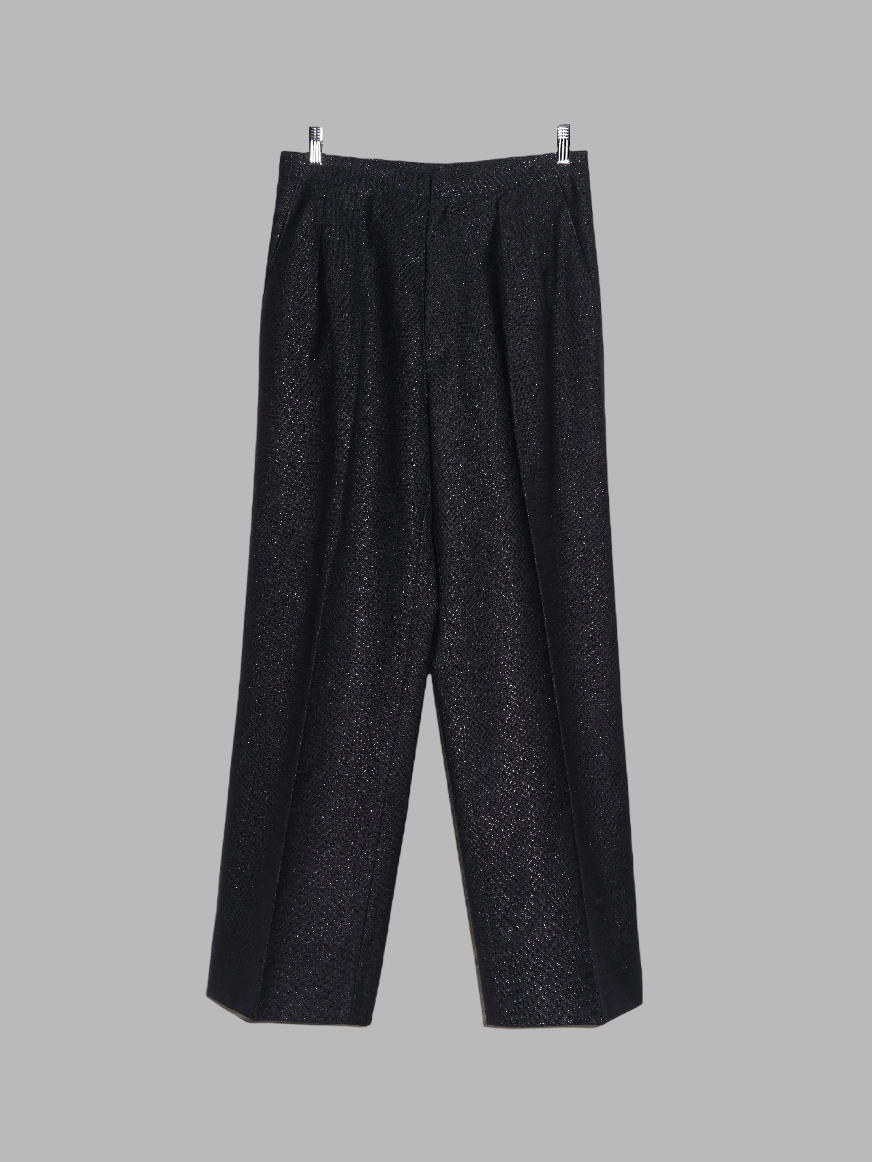 Jean Colonna sparkly black wool pleated center press trousers - M