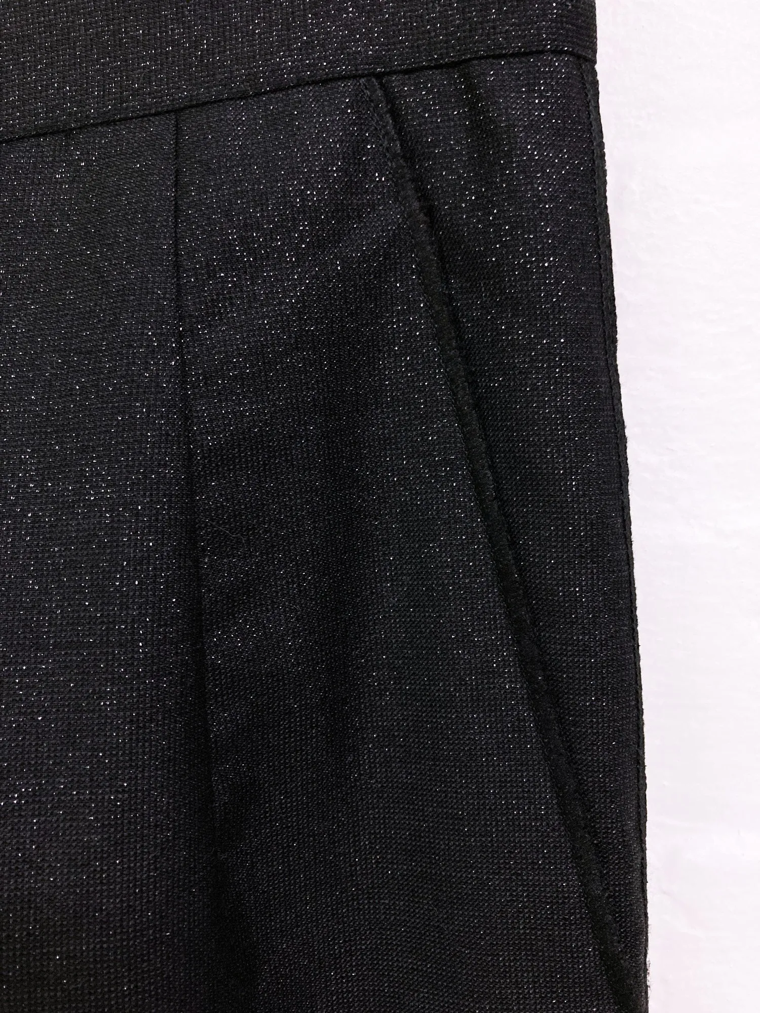 Jean Colonna sparkly black wool pleated center press trousers - M