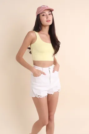 MADEBYNM DARA CROPPED TOP IN PALE DAFFODIL
