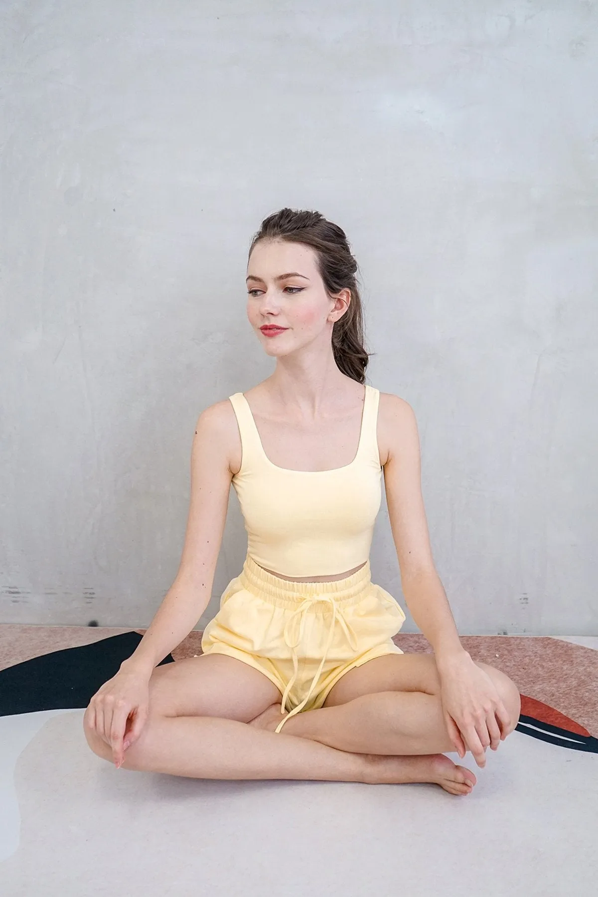 MADEBYNM DARA CROPPED TOP IN PALE DAFFODIL