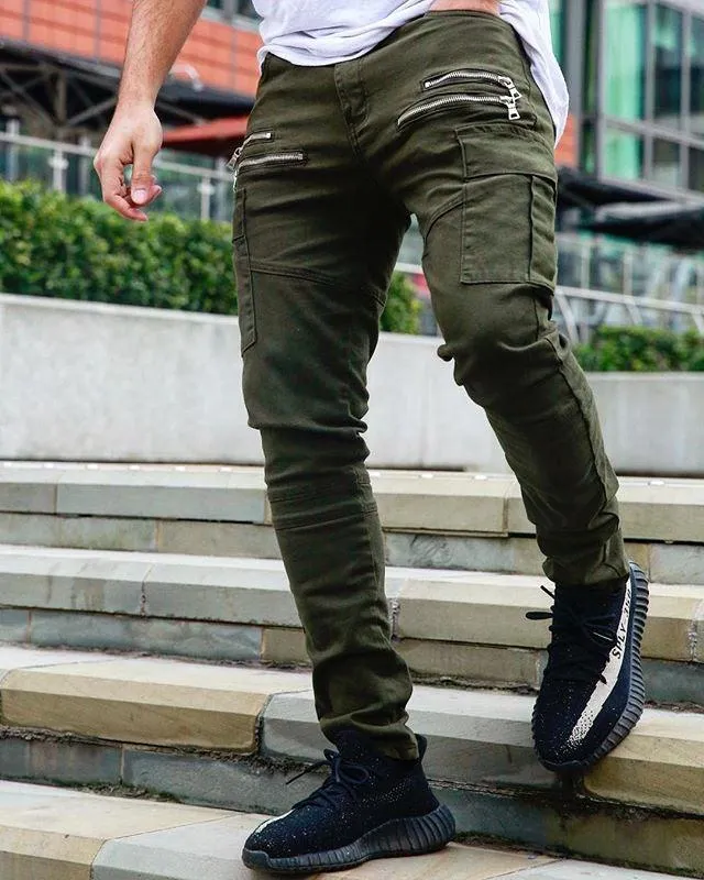 Men's Harem Multi-pocket Slim Fit Zip Joggers