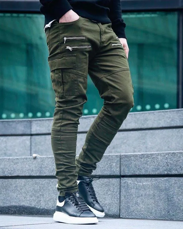 Men's Harem Multi-pocket Slim Fit Zip Joggers