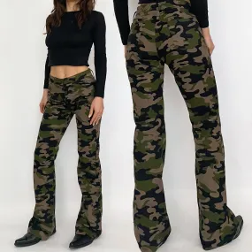 Mid Rise Camo Flare Pants