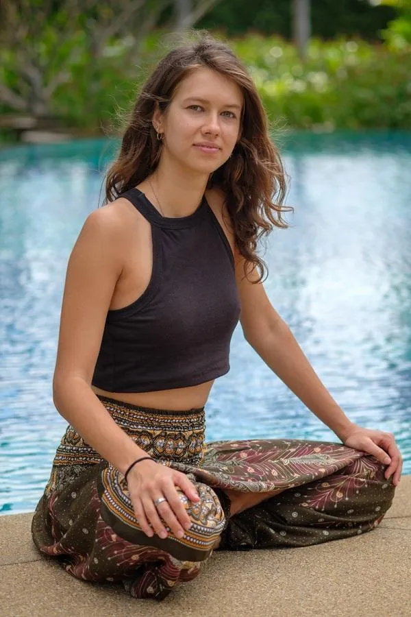 Olive Green Peacock Pants